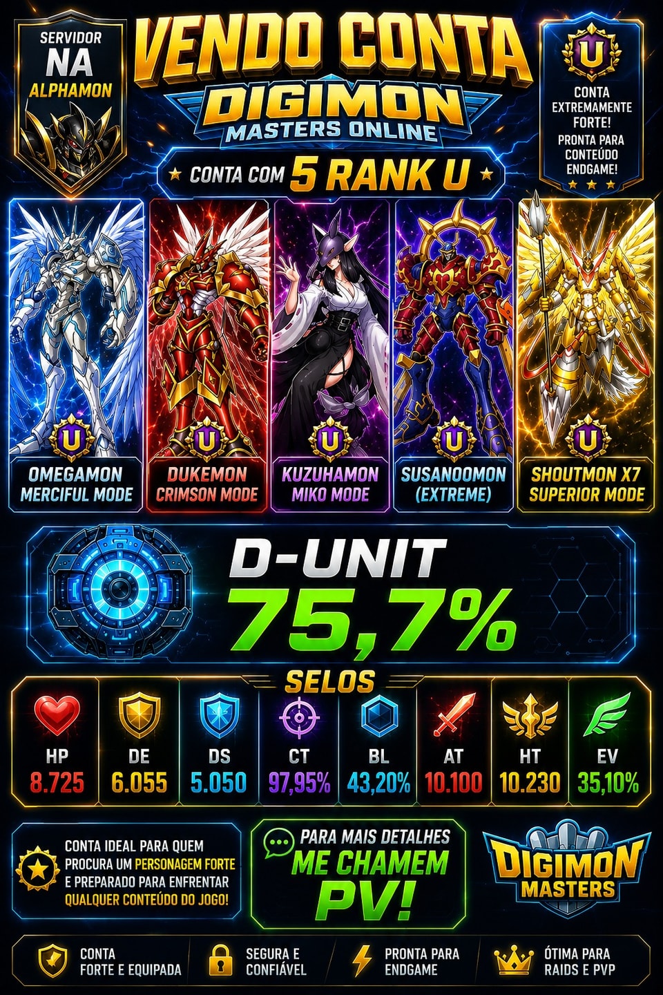 Conta com 5 Ranks U, Servidor NA Alpha.